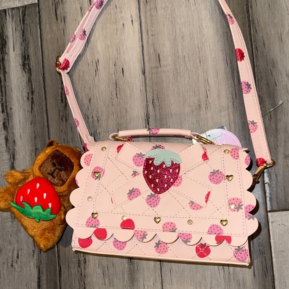 NWT Strawberry Accent Pink Crossbody Bag - Picture 6 of 9